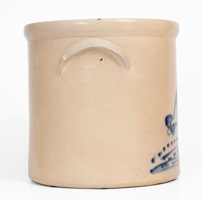 Four-Gallon attrib. Brady & Ryan, Ellenville, NY Stoneware Crock w/ Cobalt Rooster Decoration