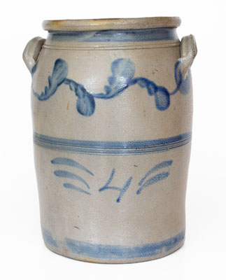 Four-Gallon Stoneware Jar w/ Freehand Cobalt Decoration, attrib. A.P. Donaghho, Fredericktown, PA