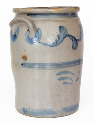 Four-Gallon Stoneware Jar w/ Freehand Cobalt Decoration, attrib. A.P. Donaghho, Fredericktown, PA