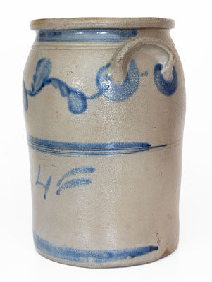 Four-Gallon Stoneware Jar w/ Freehand Cobalt Decoration, attrib. A.P. Donaghho, Fredericktown, PA