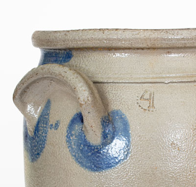 Four-Gallon Stoneware Jar w/ Freehand Cobalt Decoration, attrib. A.P. Donaghho, Fredericktown, PA