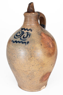 Half-Gallon 18th Century Stoneware Watch Spring Jug, attrib. Captain James Morgan, Cheesequake, NJ