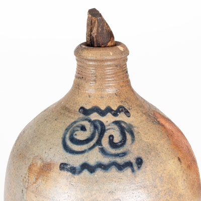 Half-Gallon 18th Century Stoneware Watch Spring Jug, attrib. Captain James Morgan, Cheesequake, NJ