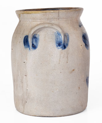 One-Gallon COWDEN & WILCOX, Harrisburg, PA Stoneware Jar w/ Floral Decoration, c1865