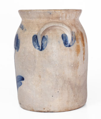 One-Gallon COWDEN & WILCOX, Harrisburg, PA Stoneware Jar w/ Floral Decoration, c1865