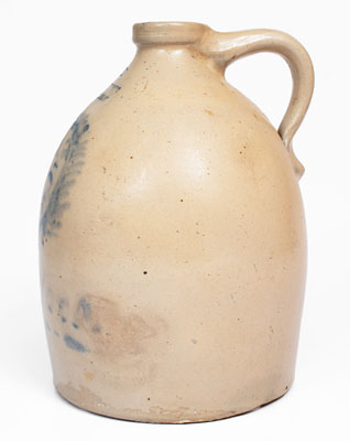 Rare Poughkeepsie, NY Stoneware Jug w/ Cobalt Smoking Face Decoration, Inscribed 