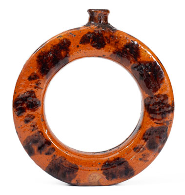 Manganese-Decorated Pennsylvania Redware Ring Jug, 19th century