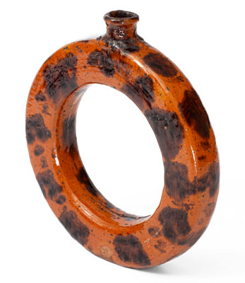 Manganese-Decorated Pennsylvania Redware Ring Jug, 19th century