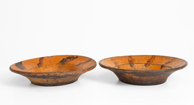 Rare Pair of Alamance County, NC Redware Dirt Dishes, circa 1820-1850