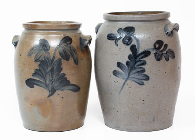 Two Cobalt-Decorated Stoneware Jars, Baltimore, second quarter 19th century