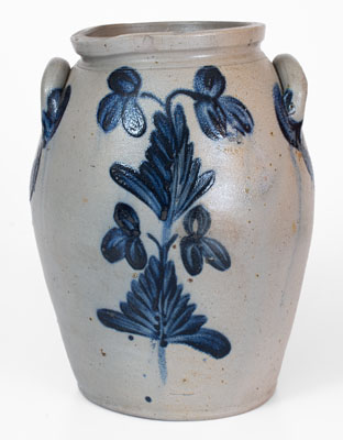 Three-Gallon Baltimore Stoneware Jar w/ Cobalt Clover Decoration, circa 1835