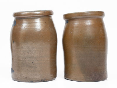 Two Palatine, West Virginia Stoneware Striped Canning Jars