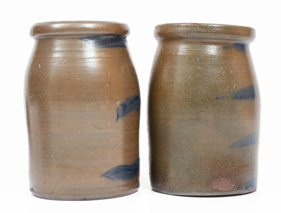 Two Palatine, West Virginia Stoneware Striped Canning Jars