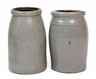 Two Western PA Stoneware Jars w/ Cobalt Stripe Decoration, circa 1880