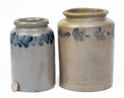 Two Small Cobalt-Decorated Stoneware Jars, attrib. Remmey / Burnett, Philadelphia, c1830