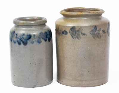 Two Small Cobalt-Decorated Stoneware Jars, attrib. Remmey / Burnett, Philadelphia, c1830