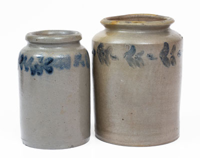 Two Small Cobalt-Decorated Stoneware Jars, attrib. Remmey / Burnett, Philadelphia, c1830