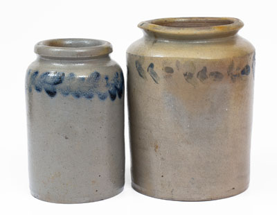 Two Small Cobalt-Decorated Stoneware Jars, attrib. Remmey / Burnett, Philadelphia, c1830