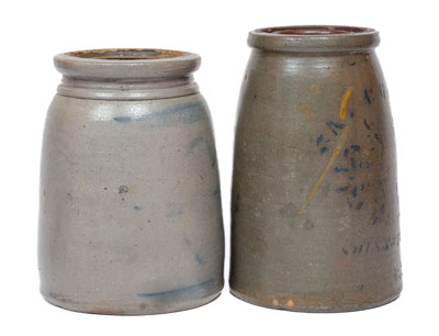 Two Cobalt-Decorated Stoneware Canning Jars, Western PA and WV origin