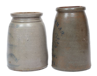 Two Cobalt-Decorated Stoneware Canning Jars, Western PA and WV origin