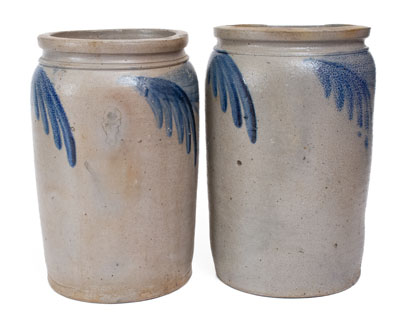 Matching Pair of Two-Gallon Baltimore Stoneware Jars, circa 1850