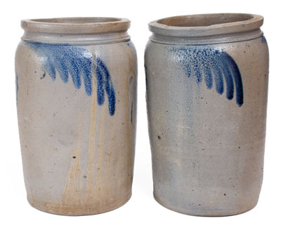 Matching Pair of Two-Gallon Baltimore Stoneware Jars, circa 1850