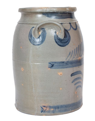 Three-Gallon Western PA Stoneware Jar w/ Elaborate Freehand Cobalt Decoration