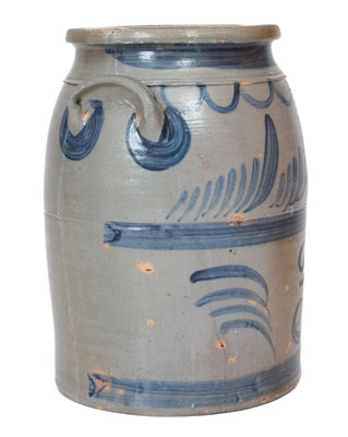 Three-Gallon Western PA Stoneware Jar w/ Elaborate Freehand Cobalt Decoration