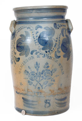 Scarce Eight-Gallon HAMILTON & JONES / STAR POTTERY (Greensboro, PA) Churn