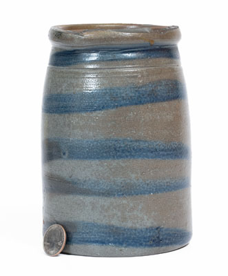 Palatine, WV Stoneware Canning Jar w/ Cobalt Stripe Decoration, circa 1880