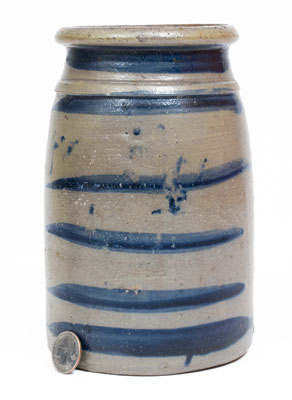 Western Pennsylvania Stoneware Canning Jar w/ Cobalt Stripe Decoration, circa 1875