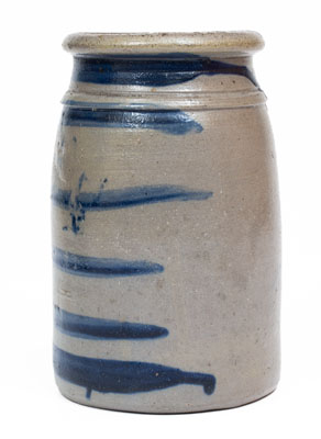 Western Pennsylvania Stoneware Canning Jar w/ Cobalt Stripe Decoration, circa 1875