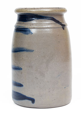 Western Pennsylvania Stoneware Canning Jar w/ Cobalt Stripe Decoration, circa 1875