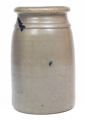 Western Pennsylvania Stoneware Canning Jar w/ Cobalt Stripe Decoration, circa 1875