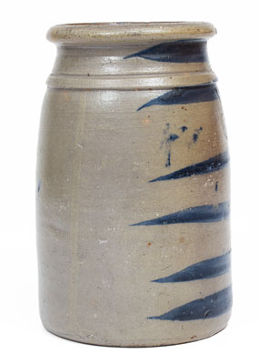 Western Pennsylvania Stoneware Canning Jar w/ Cobalt Stripe Decoration, circa 1875