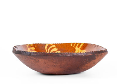 Slip-Decorated Pennsylvania Redware Loaf Dish, second quarter 19th century