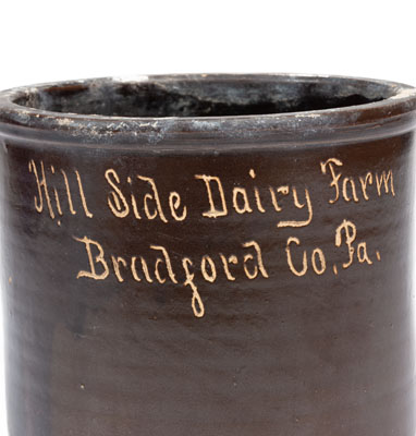 Rare Stoneware Crock w/ Bradford County, PA Dairy Farm Advertising