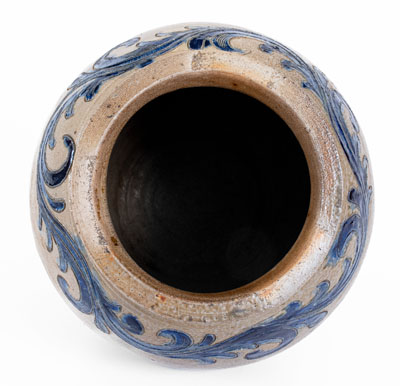 Exceptional New York City Stoneware Jar w/ Elaborate Incised Vine Decoration, circa 1790