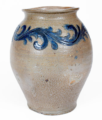 Exceptional New York City Stoneware Jar w/ Elaborate Incised Vine Decoration, circa 1790