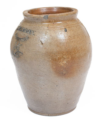 Extremely Rare J. REMMEY / NEW-YORK Stoneware Jar w/ Incised and Impressed Foliate Decorations