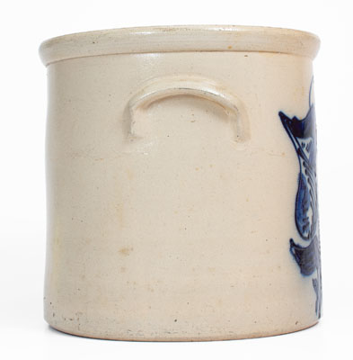 Five-Gallon N.A. WHITE & SON, / UTICA, N.Y. Stoneware Crock w/ Elaborate Cobalt Floral Decoration