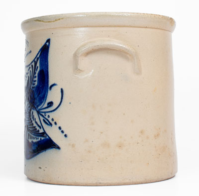 Five-Gallon N.A. WHITE & SON, / UTICA, N.Y. Stoneware Crock w/ Elaborate Cobalt Floral Decoration