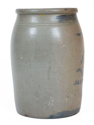 Two-Gallon Baltimore, MD Stoneware Advertising Jar, Greensboro, PA origin