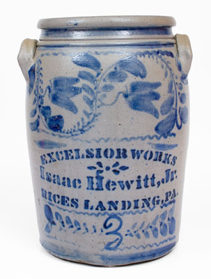 EXCELSIOR WORKS / Isaac Hewitt, Jr. / RICES LANDING, PA Three-Gallon Stoneware Jar