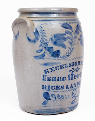 Fine EXCELSIOR WORKS / Isaac Hewitt, Jr. / RICES LANDING, PA Stoneware Jar