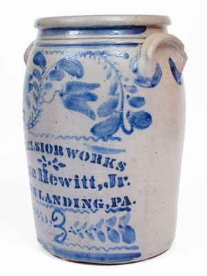 Fine EXCELSIOR WORKS / Isaac Hewitt, Jr. / RICES LANDING, PA Stoneware Jar