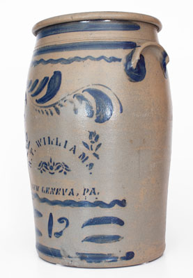 Fine Twelve-Gallon R.T. WILLIAMS / NEW GENEVA, PA Cobalt-Decorated Stoneware Jar