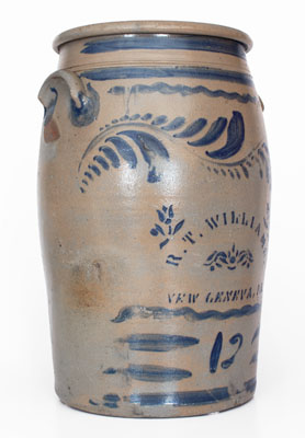 Fine Twelve-Gallon R.T. WILLIAMS / NEW GENEVA, PA Cobalt-Decorated Stoneware Jar