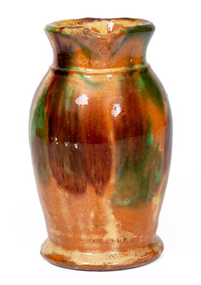 Multi-Glazed Redware Cream Pitcher, S. Bell & Sons or J. Eberly & Co., Strasburg, VA