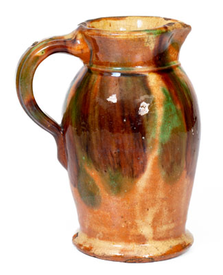 Multi-Glazed Redware Cream Pitcher, S. Bell & Sons or J. Eberly & Co., Strasburg, VA